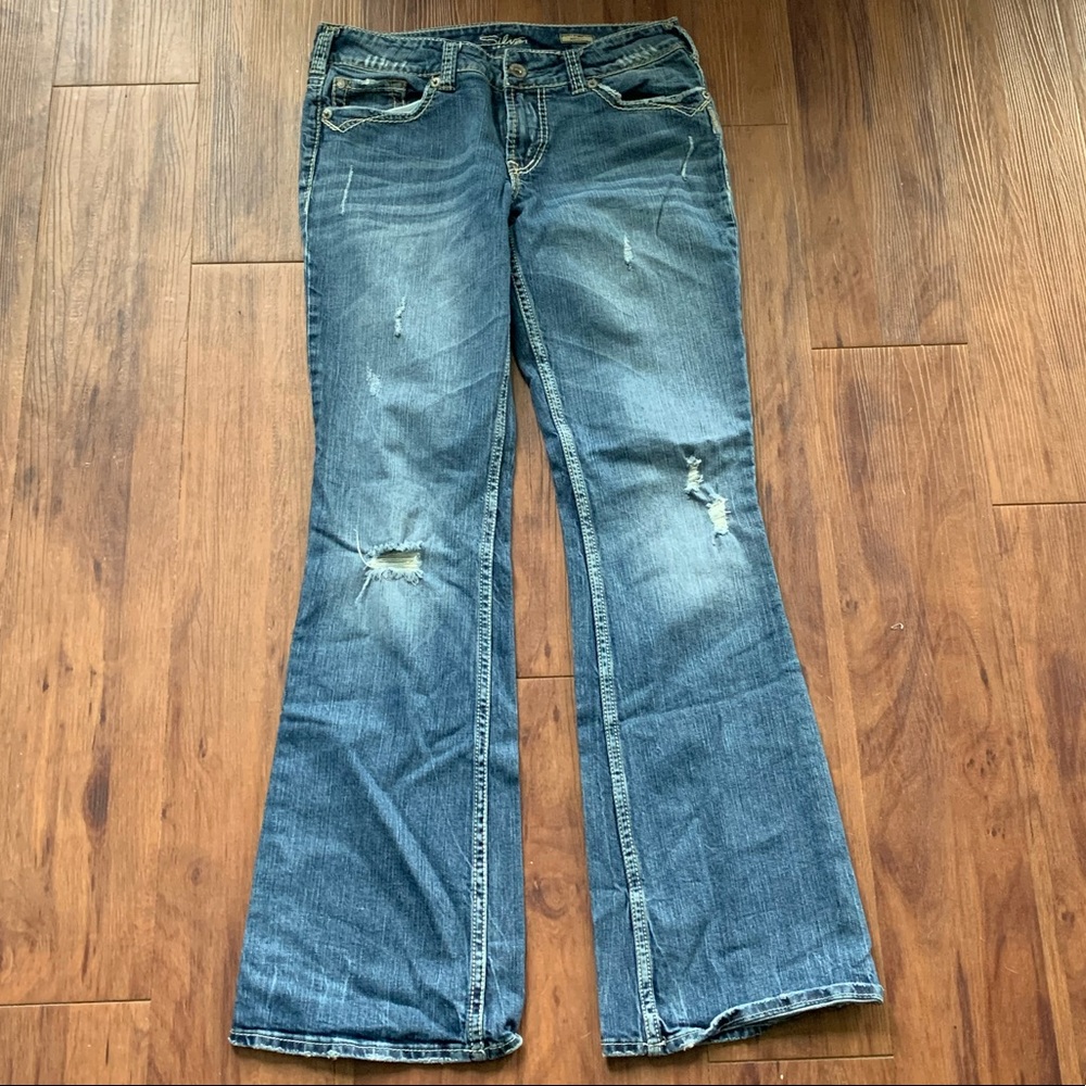 Distressed Silver Surplus 29x33 Jeans